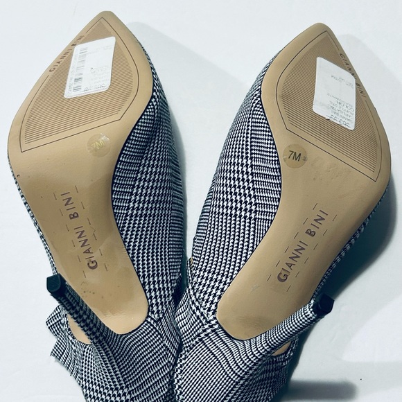 GIANNI BINI Spiked Heeled Stilettos - Houndstooth Mules 7M New! - Picture 8 of 13